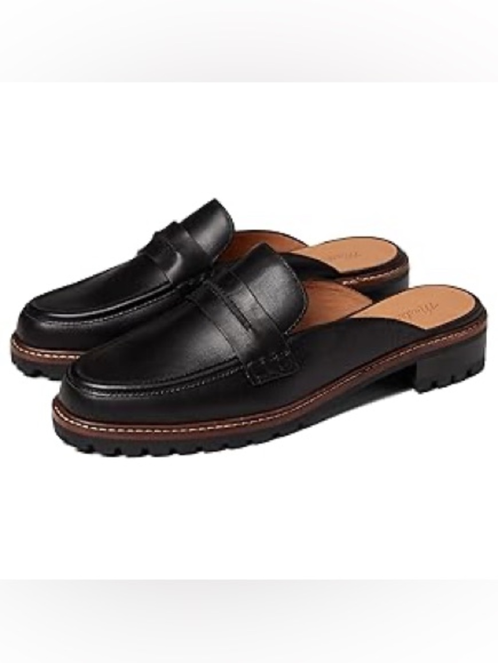 Madewell Corinne Black Leather Mule Loafers for Women - Picture 3 of 4